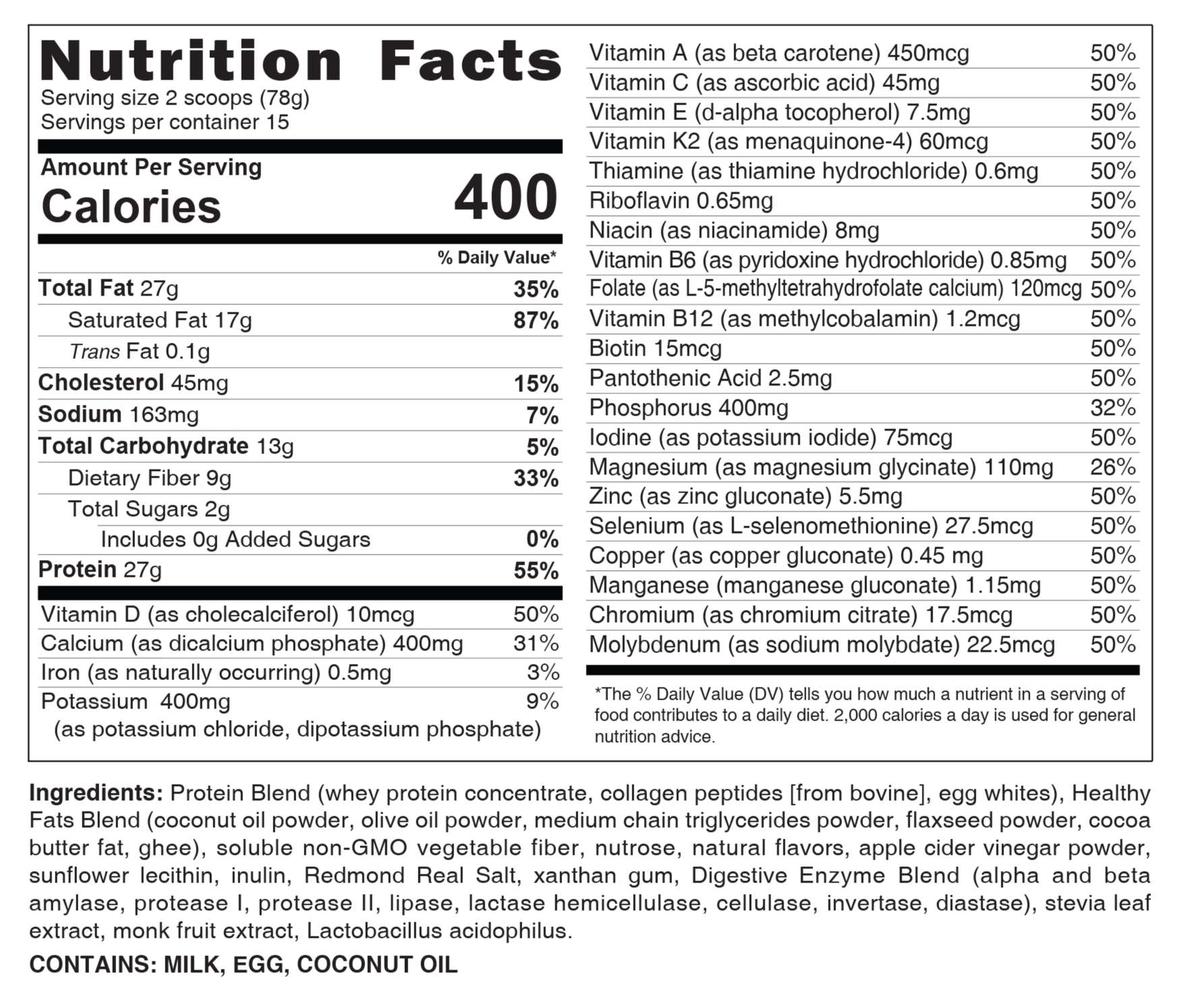 Vanilla Nutrition Facts