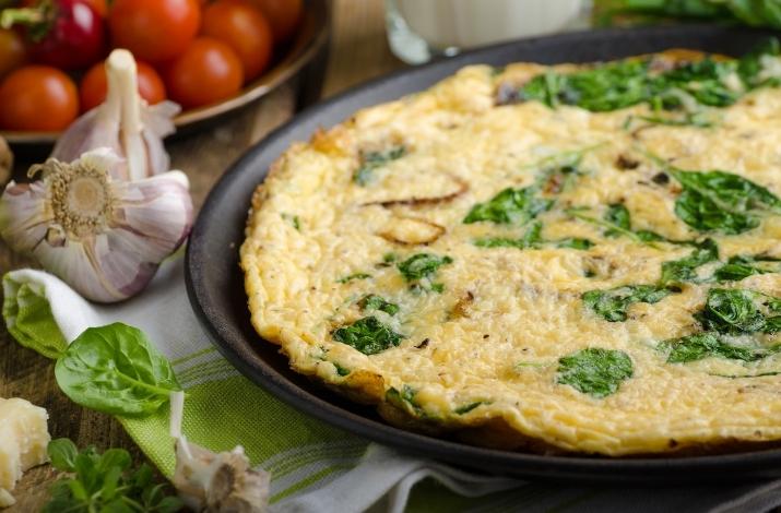 Frittata with spinach and mushrooms