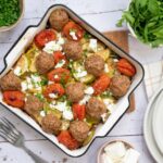 Feta Baked Meatballs with Zucchini and Cherry Tomatoes