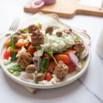 Greek Salad with Meatballs and Tzatziki